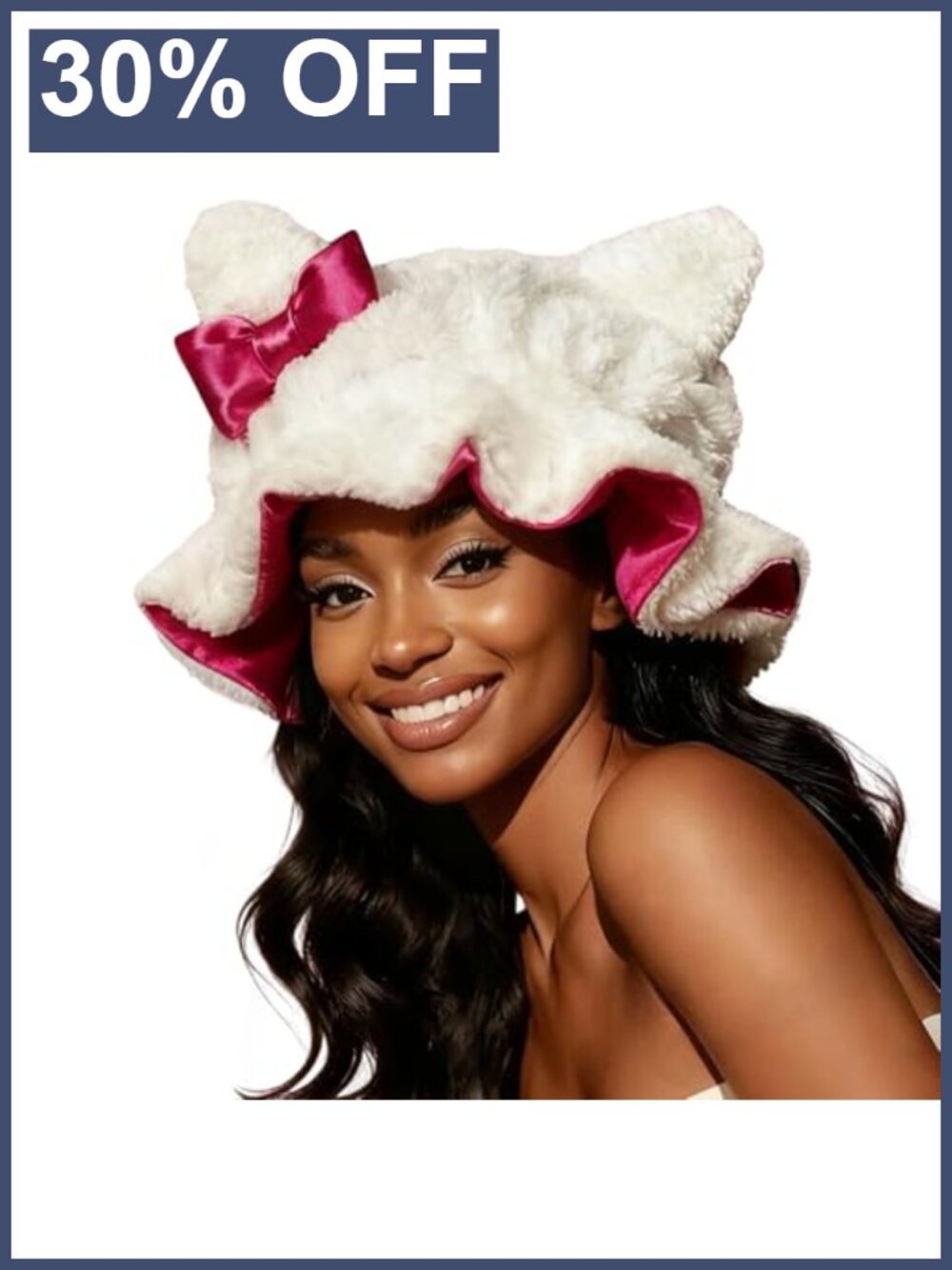 Satin Lined Sleep Bonnet Teddy Plush Hair Wrap for Curly Braided Hair